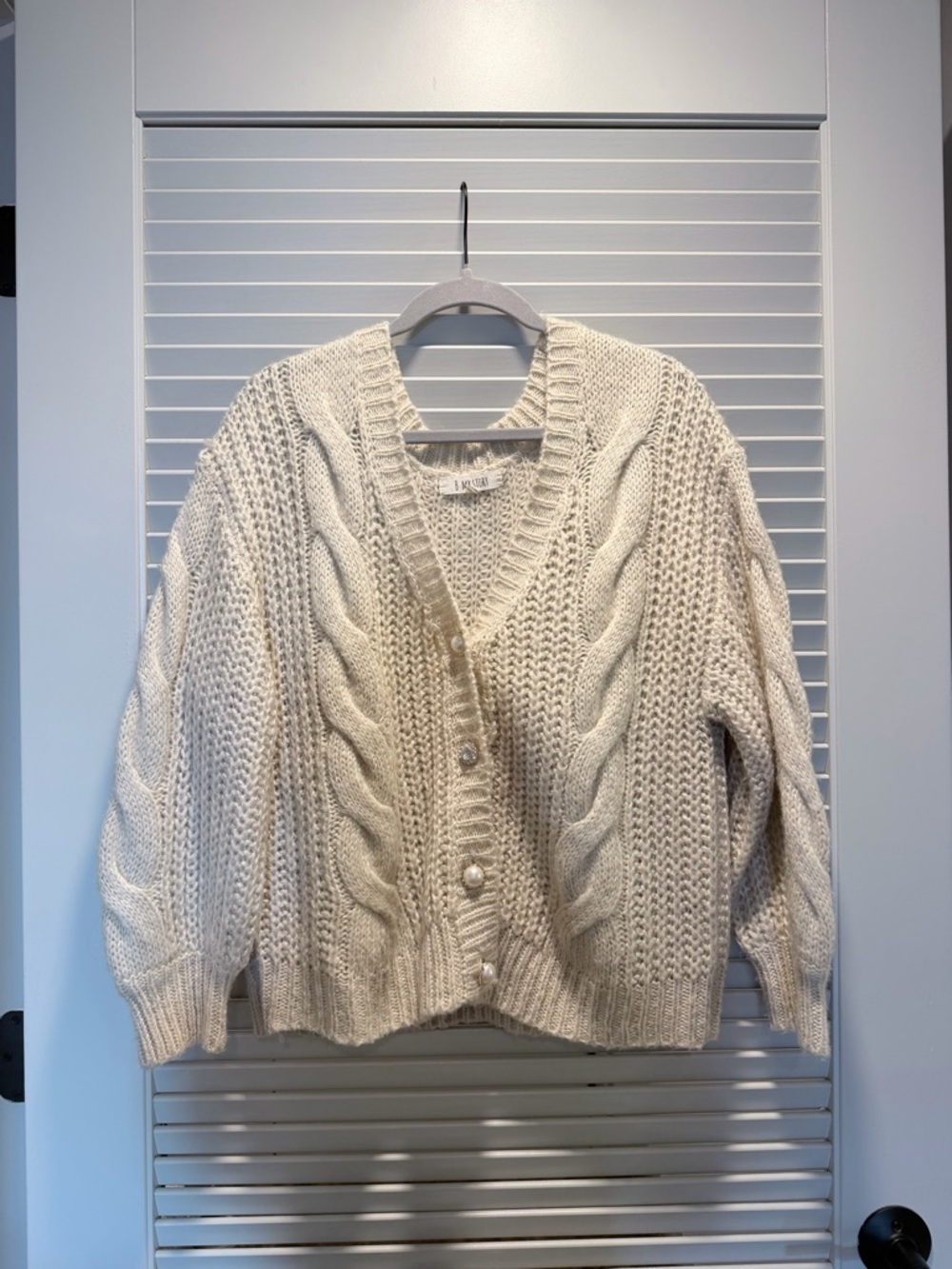 My Story Cream Cable Knit Button-Front Cardigan